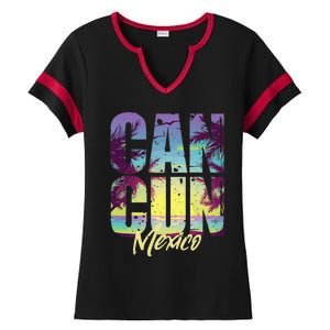 Cool Cancun Art  Mexico Vacation Souvenir Summer Ladies Halftime Notch Neck Tee