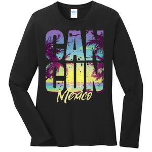 Cool Cancun Art  Mexico Vacation Souvenir Summer Ladies Long Sleeve Shirt