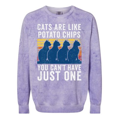 Cat Cats Are Like Potato Chips Funny Cat Colorblast Crewneck Sweatshirt