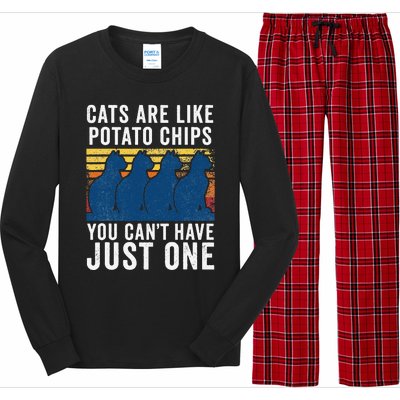 Cat Cats Are Like Potato Chips Funny Cat Long Sleeve Pajama Set