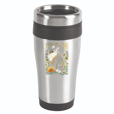Cute Cottagecore Aesthetic Cat Flowers Butterflies Cat Mom 16oz Travel Tumbler
