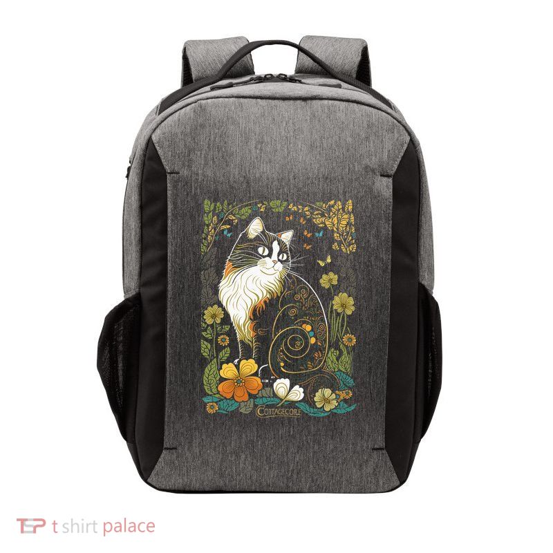 Cute Cottagecore Aesthetic Cat Flowers Butterflies Cat Mom Vector Backpack