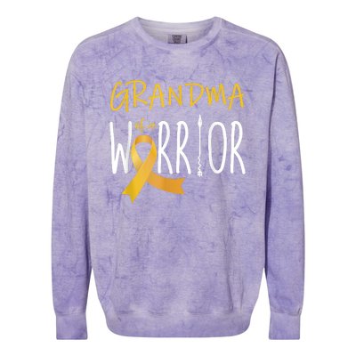 Childhood Cancer Awareness Grandma Of A Warrior Colorblast Crewneck Sweatshirt