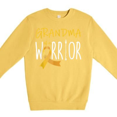 Childhood Cancer Awareness Grandma Of A Warrior Premium Crewneck Sweatshirt