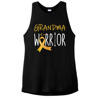 Childhood Cancer Awareness Grandma Of A Warrior Ladies PosiCharge Tri-Blend Wicking Tank