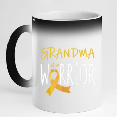 Childhood Cancer Awareness Grandma Of A Warrior 11oz Black Color Changing Mug