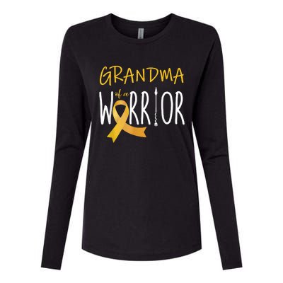 Childhood Cancer Awareness Grandma Of A Warrior Womens Cotton Relaxed Long Sleeve T-Shirt