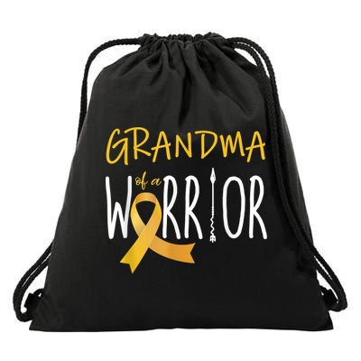 Childhood Cancer Awareness Grandma Of A Warrior Drawstring Bag