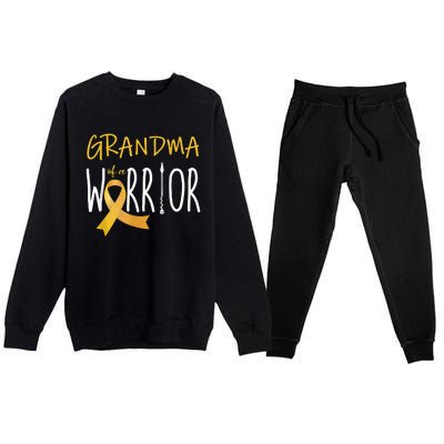 Childhood Cancer Awareness Grandma Of A Warrior Premium Crewneck Sweatsuit Set