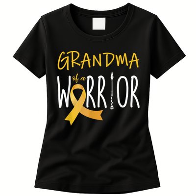 Childhood Cancer Awareness Grandma Of A Warrior Womens T-Shirt