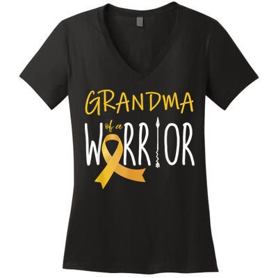 Childhood Cancer Awareness Grandma Of A Warrior Women's V-Neck T-Shirt