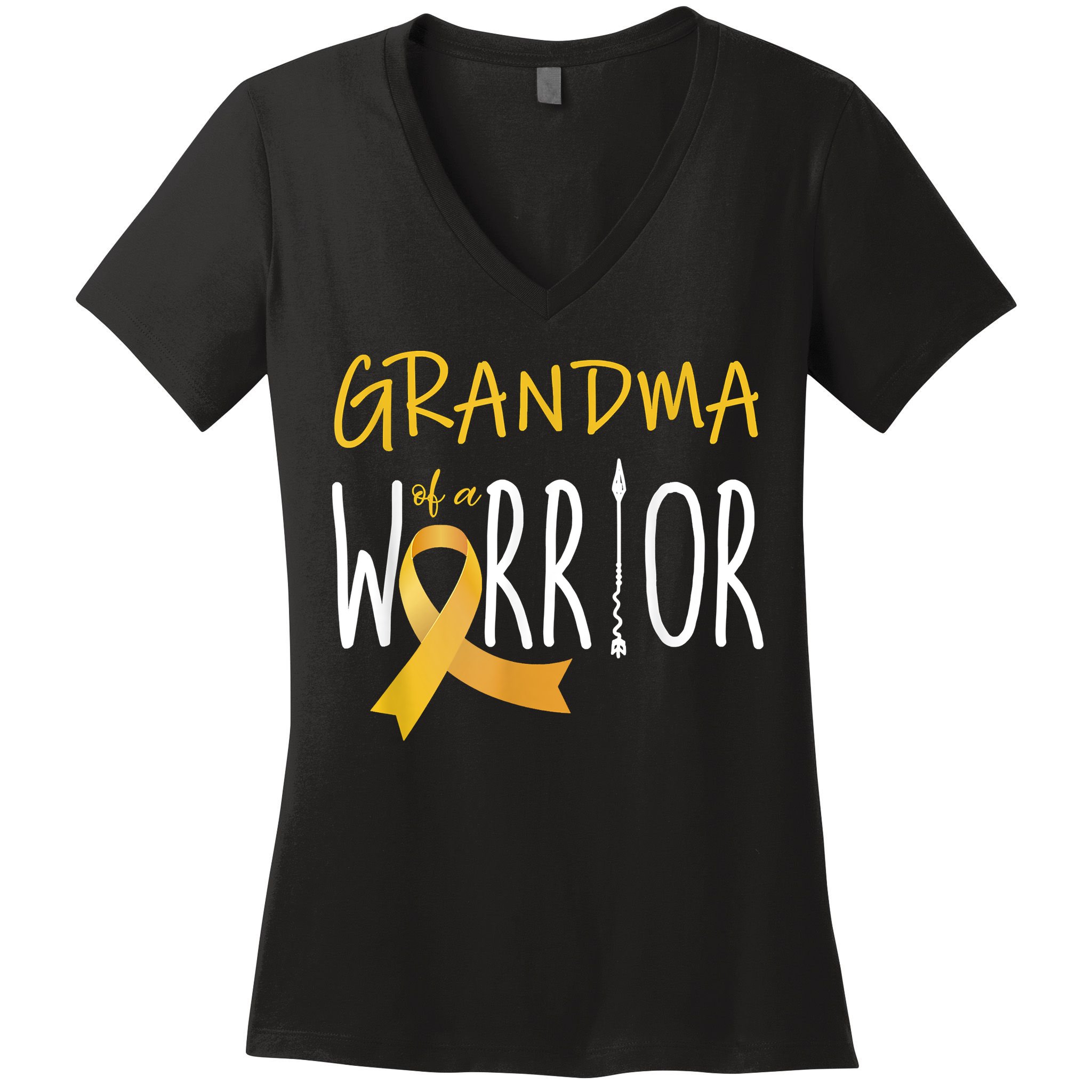 Childhood Cancer Awareness Grandma Of A Warrior Women's V-Neck T-Shirt