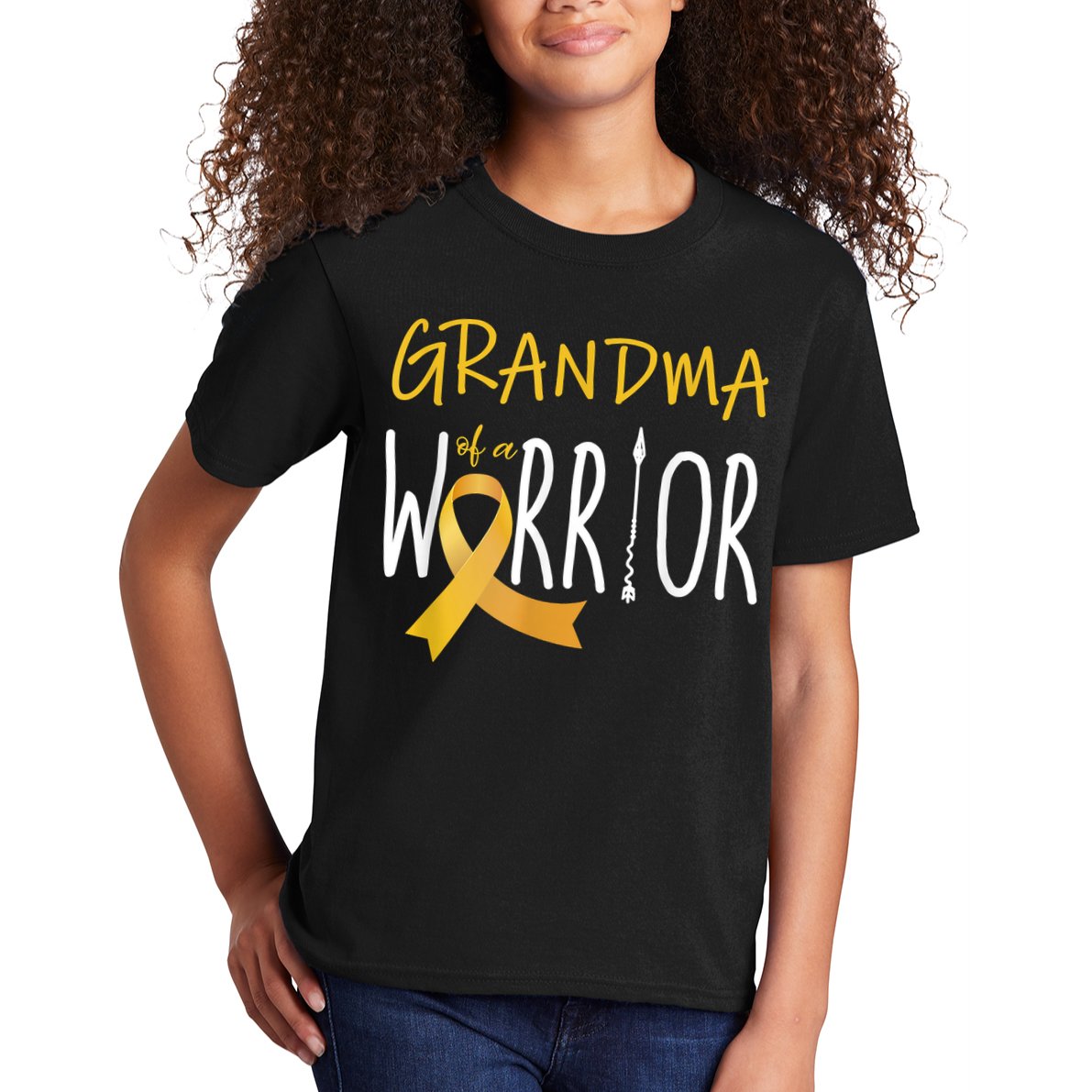 Childhood Cancer Awareness Grandma Of A Warrior Kids T-Shirt