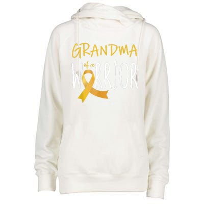 Childhood Cancer Awareness Grandma Of A Warrior Womens Funnel Neck Pullover Hood