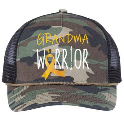 Childhood Cancer Awareness Grandma Of A Warrior Retro Rope Trucker Hat Cap