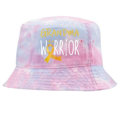 Childhood Cancer Awareness Grandma Of A Warrior Tie-Dyed Bucket Hat