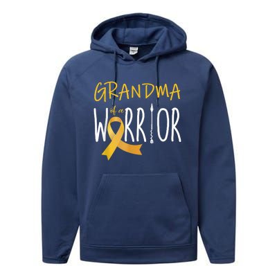 Childhood Cancer Awareness Grandma Of A Warrior Performance Fleece Hoodie