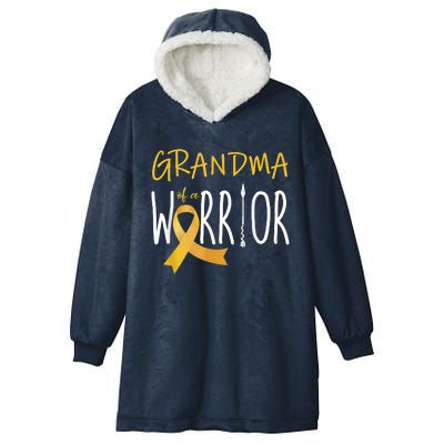 Childhood Cancer Awareness Grandma Of A Warrior Hooded Wearable Blanket