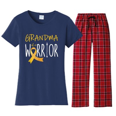 Childhood Cancer Awareness Grandma Of A Warrior Women's Flannel Pajama Set