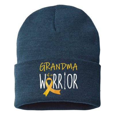 Childhood Cancer Awareness Grandma Of A Warrior Sustainable Knit Beanie