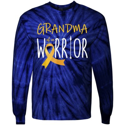 Childhood Cancer Awareness Grandma Of A Warrior Tie-Dye Long Sleeve Shirt