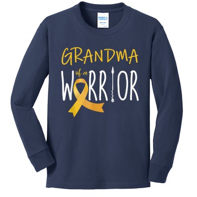 Childhood Cancer Awareness Grandma Of A Warrior Kids Long Sleeve Shirt