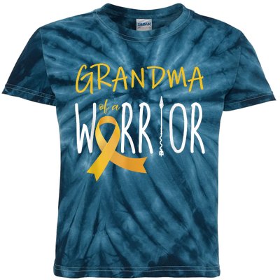 Childhood Cancer Awareness Grandma Of A Warrior Kids Tie-Dye T-Shirt