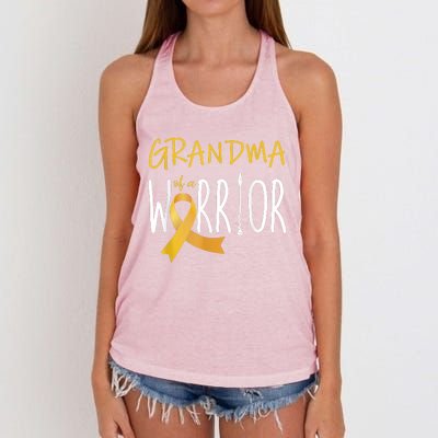 Childhood Cancer Awareness Grandma Of A Warrior Women's Knotted Racerback Tank