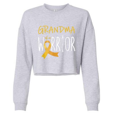 Childhood Cancer Awareness Grandma Of A Warrior Cropped Pullover Crew