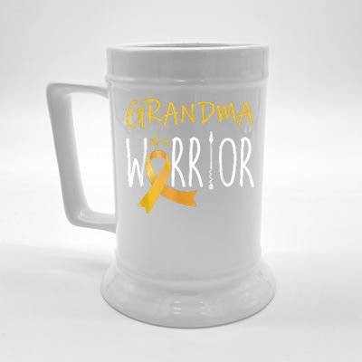 Childhood Cancer Awareness Grandma Of A Warrior Beer Stein