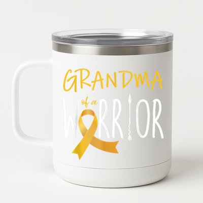 Childhood Cancer Awareness Grandma Of A Warrior 12 oz Stainless Steel Tumbler Cup