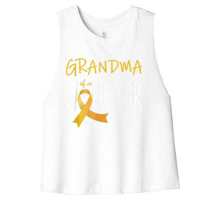 Childhood Cancer Awareness Grandma Of A Warrior Women's Racerback Cropped Tank