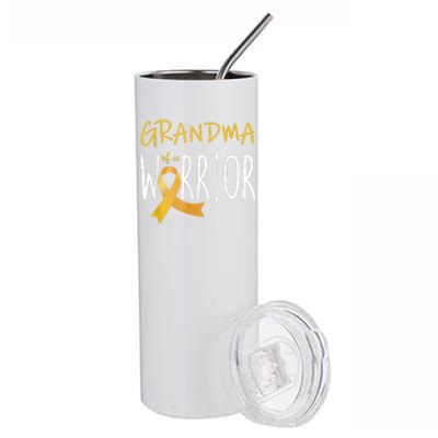 Childhood Cancer Awareness Grandma Of A Warrior Stainless Steel Tumbler