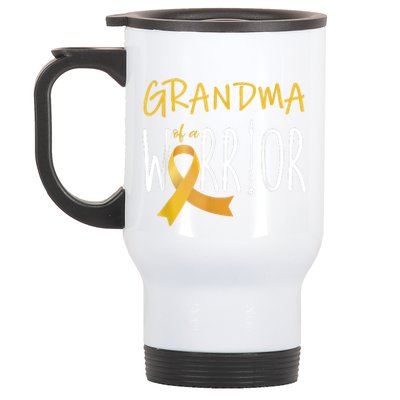 Childhood Cancer Awareness Grandma Of A Warrior Stainless Steel Travel Mug