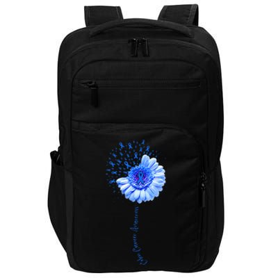 Colon Cancer Awareness Flower Survivor Fighter Impact Tech Backpack