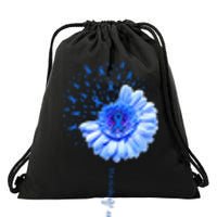 Colon Cancer Awareness Flower Survivor Fighter Drawstring Bag