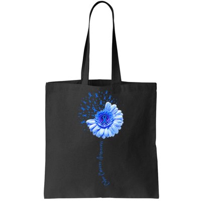 Colon Cancer Awareness Flower Survivor Fighter Tote Bag