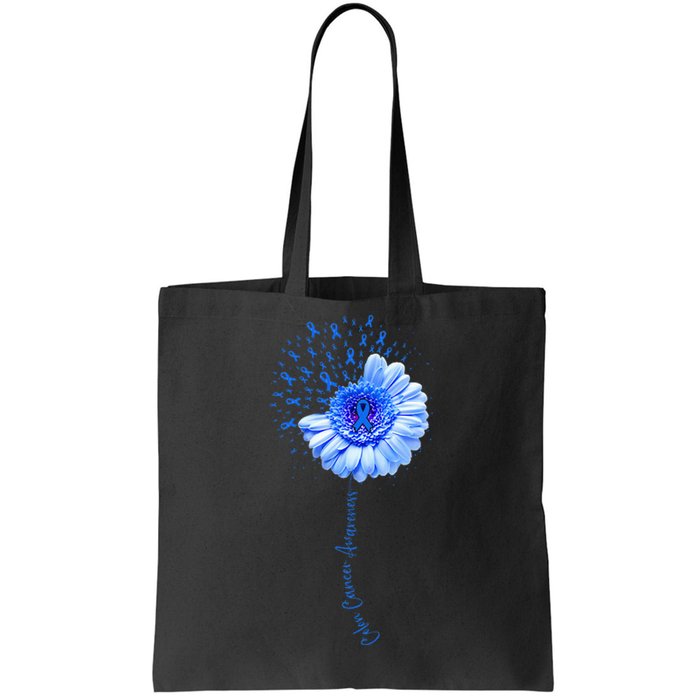 Colon Cancer Awareness Flower Survivor Fighter Tote Bag