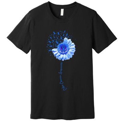 Colon Cancer Awareness Flower Survivor Fighter Premium T-Shirt