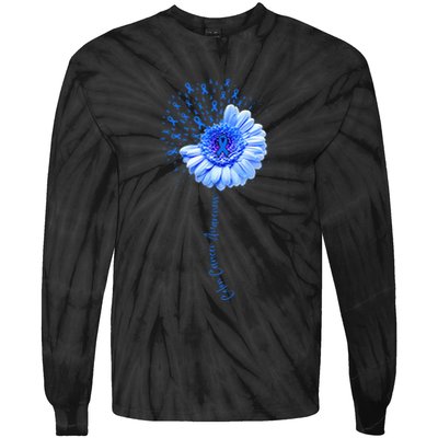 Colon Cancer Awareness Flower Survivor Fighter Tie-Dye Long Sleeve Shirt