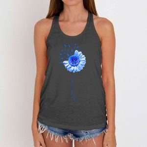 Colon Cancer Awareness Flower Survivor Fighter Women's Knotted Racerback Tank