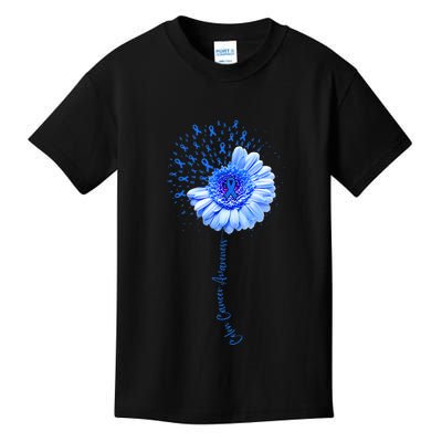Colon Cancer Awareness Flower Survivor Fighter Kids T-Shirt