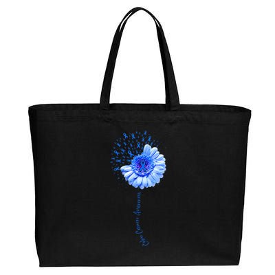 Colon Cancer Awareness Flower Survivor Fighter Cotton Canvas Jumbo Tote