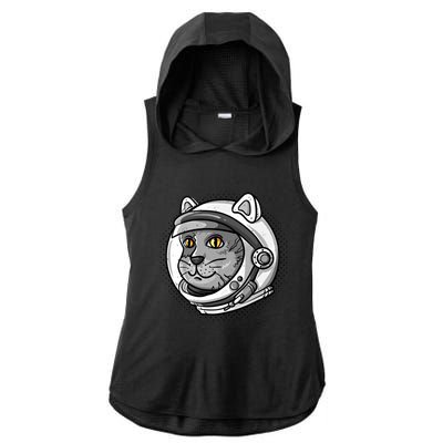 Catronaut Cat Astronaut Cat Space Graphic Gift Ladies PosiCharge Tri-Blend Wicking Draft Hoodie Tank