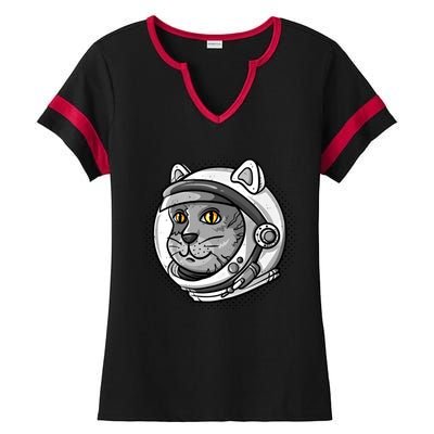 Catronaut Cat Astronaut Cat Space Graphic Gift Ladies Halftime Notch Neck Tee