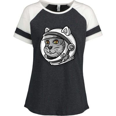 Catronaut Cat Astronaut Cat Space Graphic Gift Enza Ladies Jersey Colorblock Tee