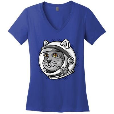 Catronaut Cat Astronaut Cat Space Graphic Gift Women's V-Neck T-Shirt