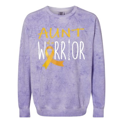 Childhood Cancer Awareness Aunt Of A Warrior Colorblast Crewneck Sweatshirt