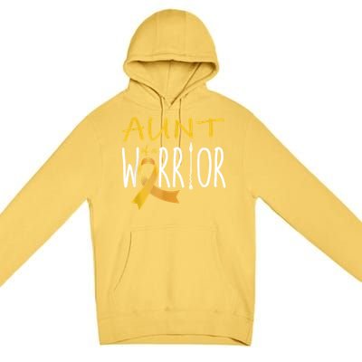 Childhood Cancer Awareness Aunt Of A Warrior Premium Pullover Hoodie