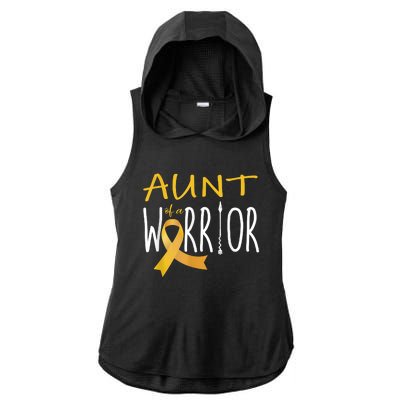 Childhood Cancer Awareness Aunt Of A Warrior Ladies PosiCharge Tri-Blend Wicking Draft Hoodie Tank